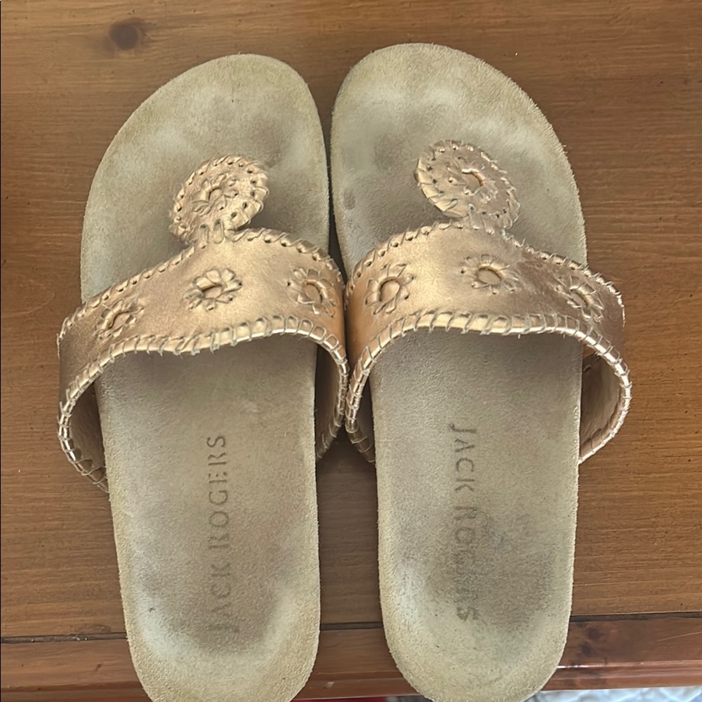 Jack Rogers Rose Gold Sandals Comfortable Cork Footbed